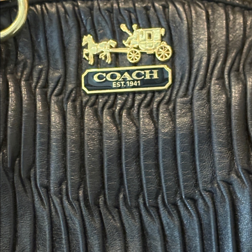 Coach Madison Midnight Black Gathered Leather Lindsey Satchel Shoulder Bag - Picture 2 of 16